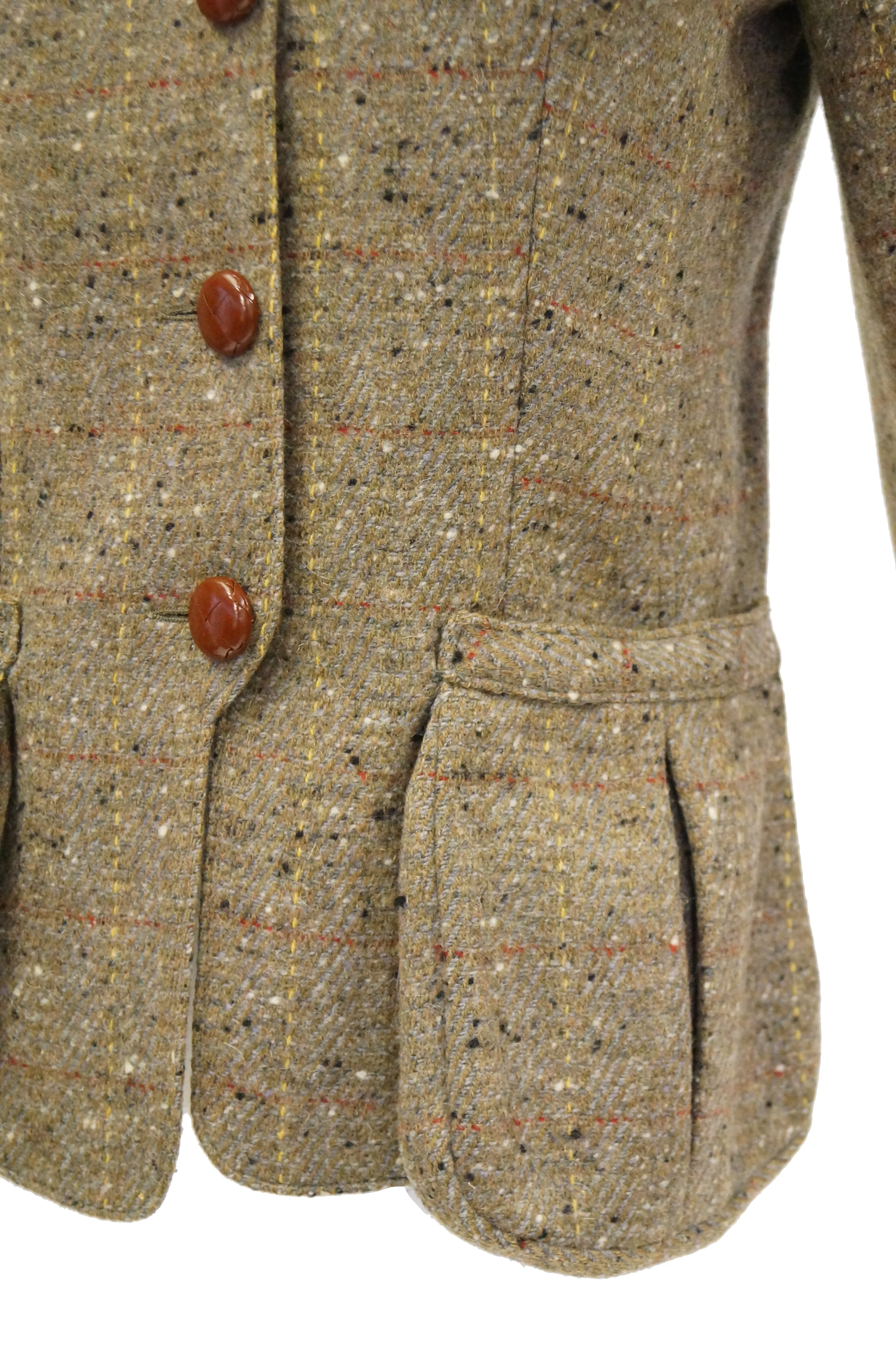 1980s Emmanuelle Khanh Camel Tweed Structured Blazer