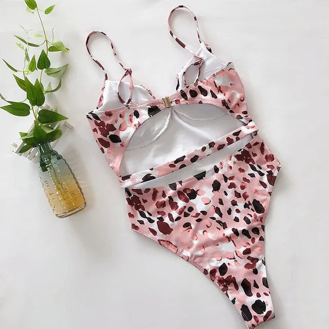 2021 Women High Cut Bodysuits Swimwear One-Piece One Shoulder Sizes S - L