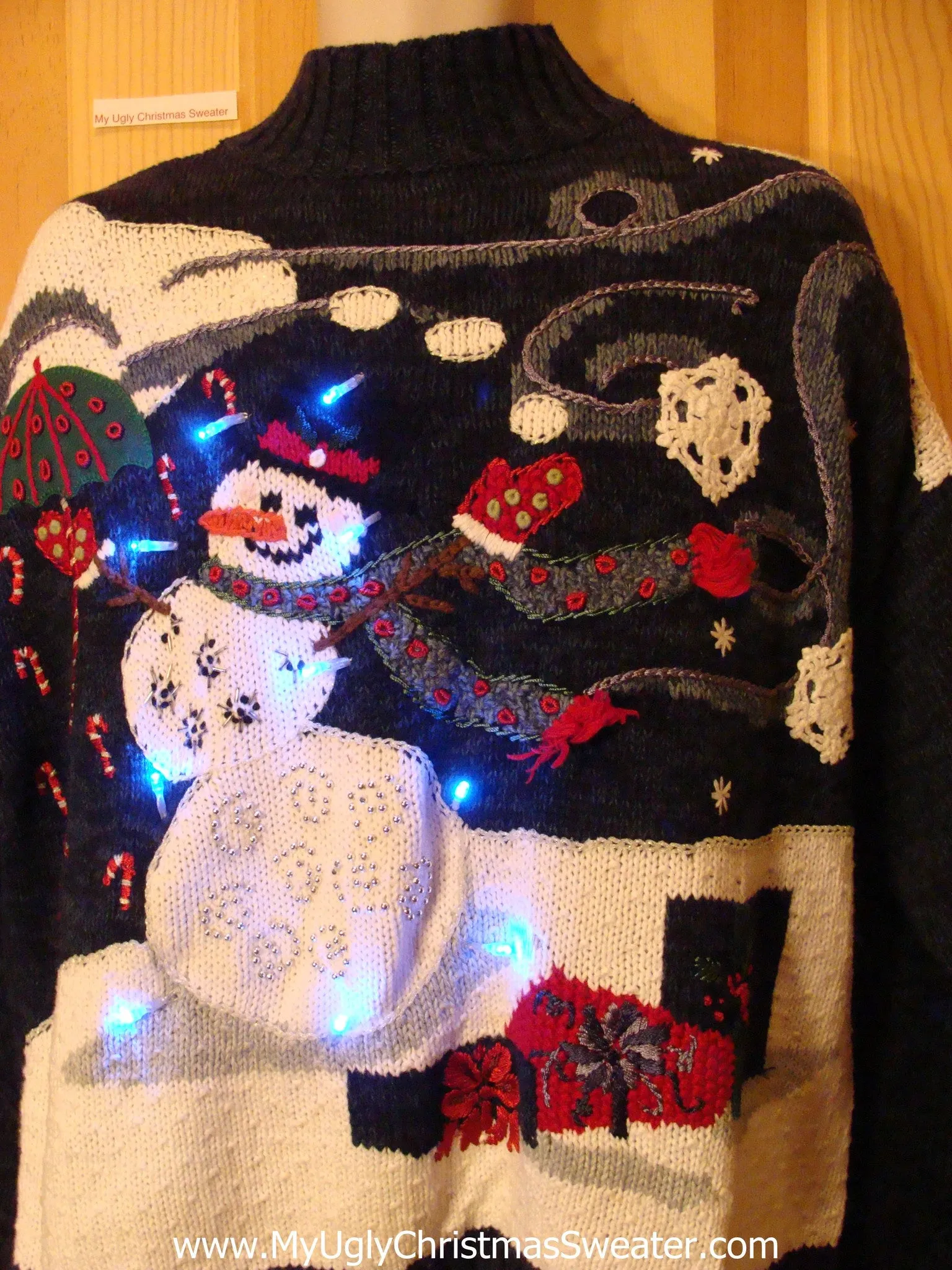 80s Tacky Christmas Sweater Snowman with Lights