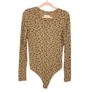 Abercrombie & Fitch Brown Leopard Print Thong Bodysuit- Size L