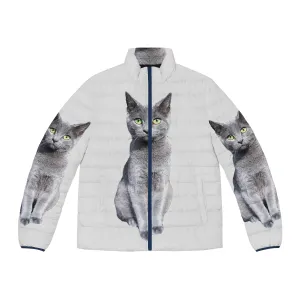 Adorable Russian Blue Cat Kitten Puffer Jacket