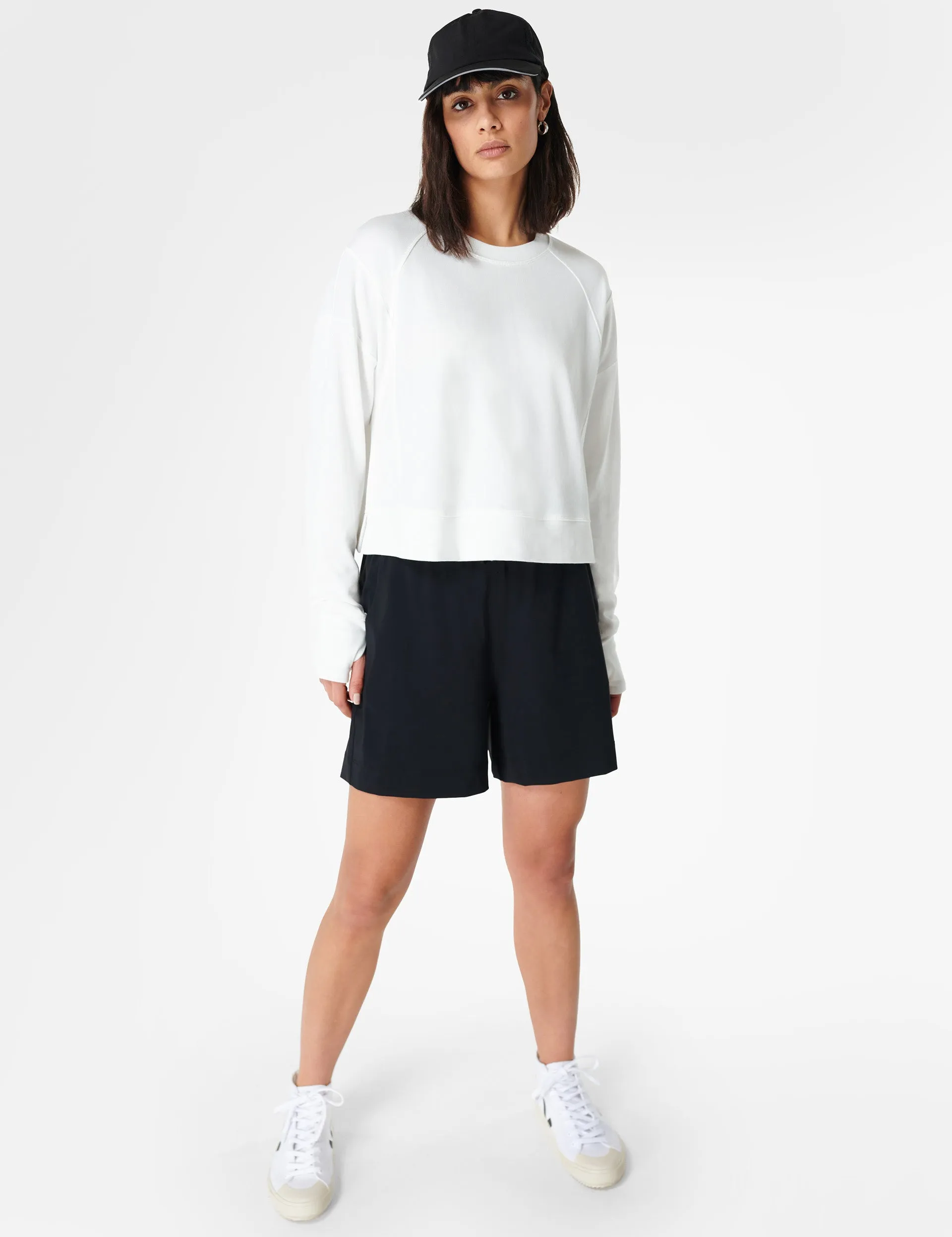 After Class Crop Sweatshirt - Lily White