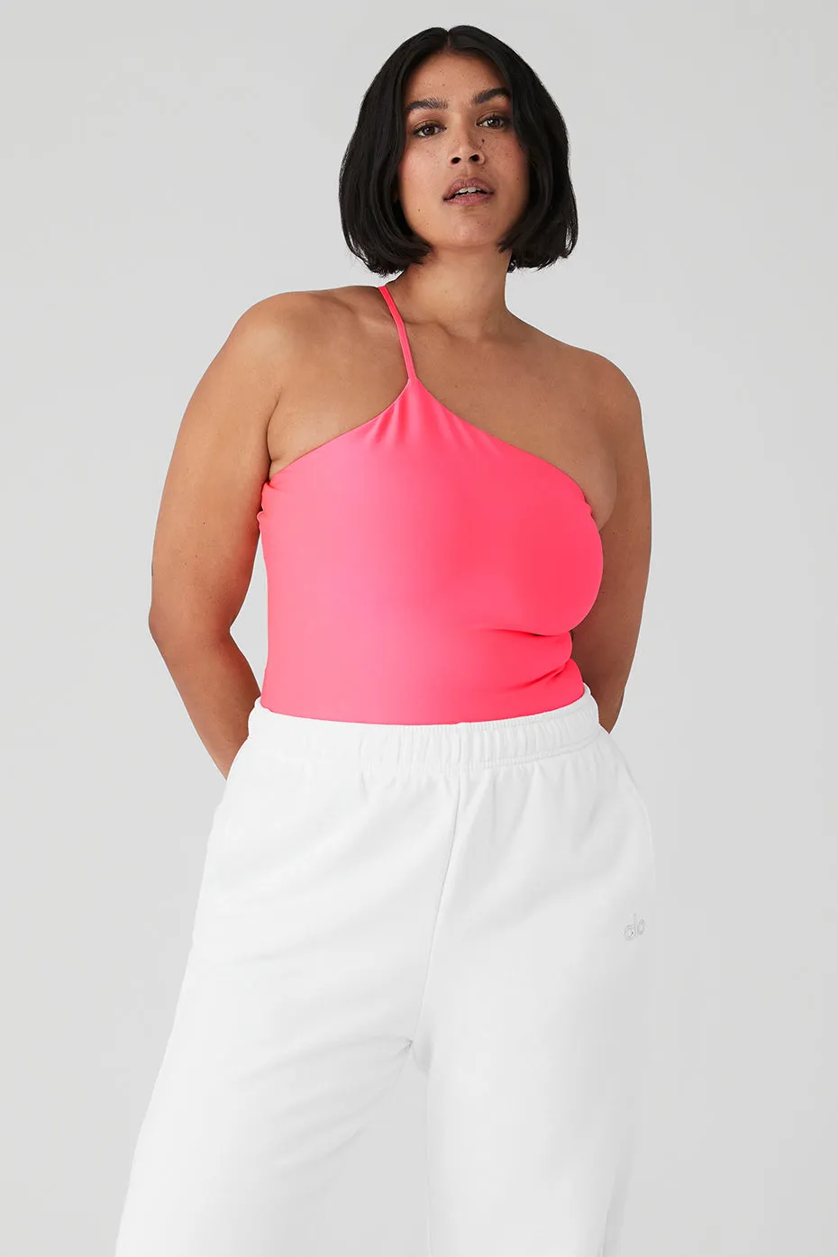 Airlift Plie Bodysuit - Fluorescent Pink Coral