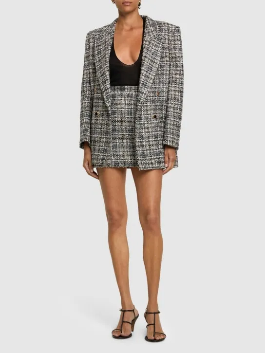 Alessandra Rich   Oversized checked lurex tweed blazer 