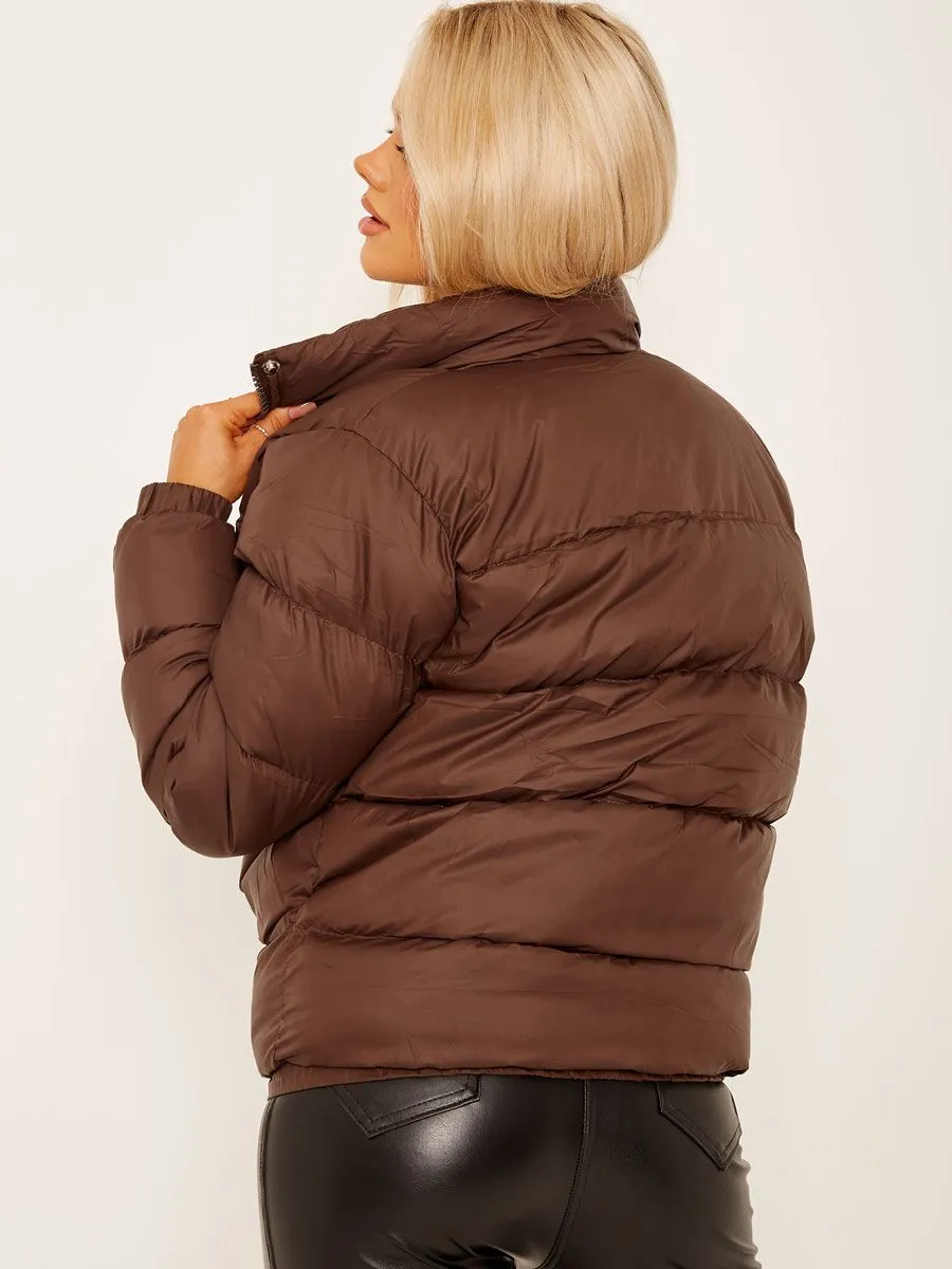 Allison Padded Puffer Jacket In Brown