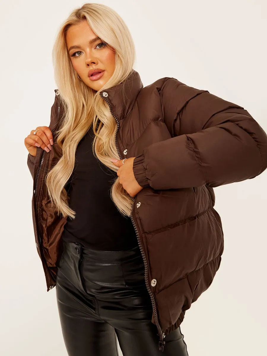 Allison Padded Puffer Jacket In Brown