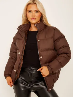 Allison Padded Puffer Jacket In Brown