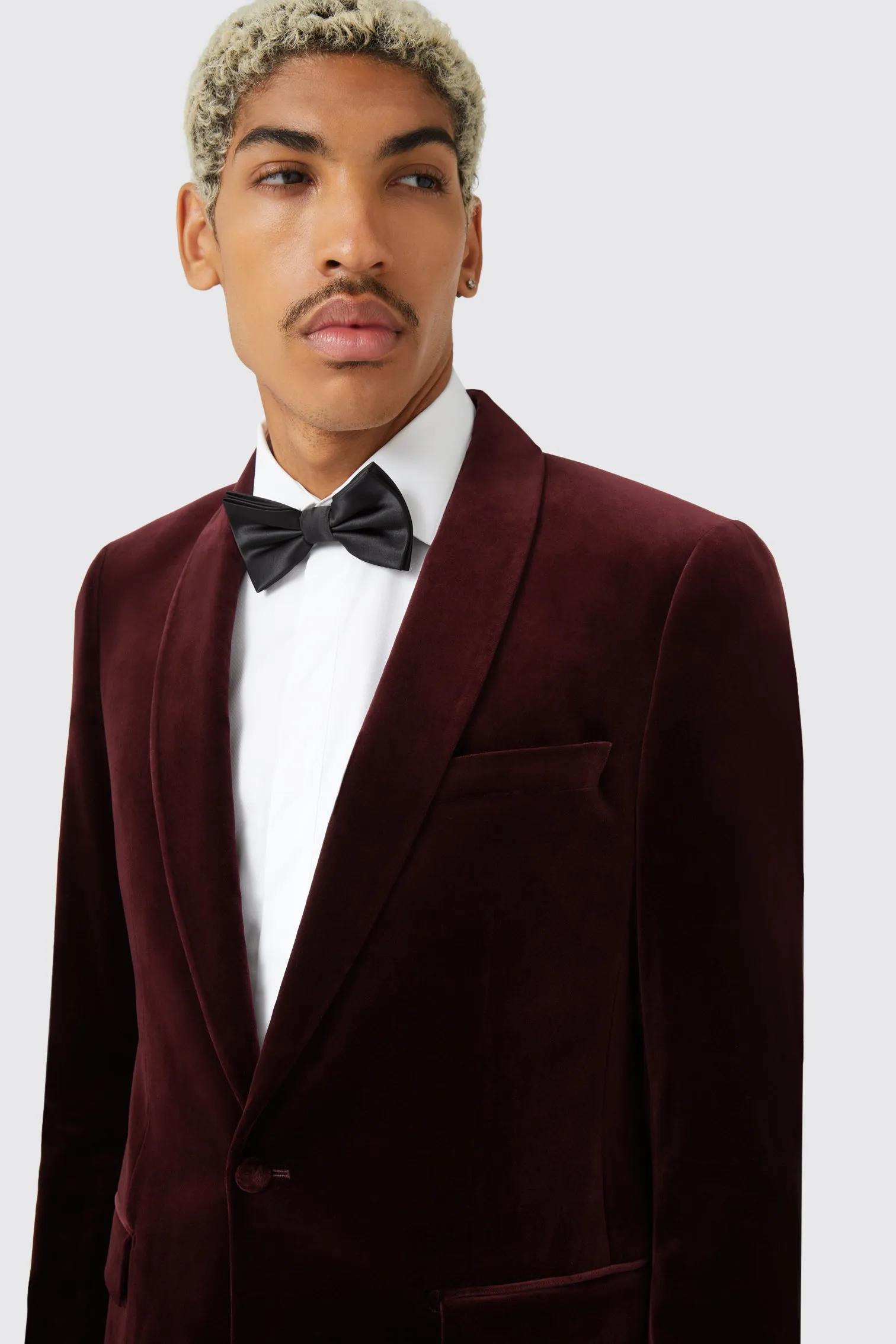 Almeida Slim Fit Wine Velvet Blazer - ARCHIVE