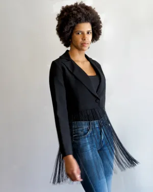 Amanda Uprichard Jonas Blazer w/ Fringe in Black