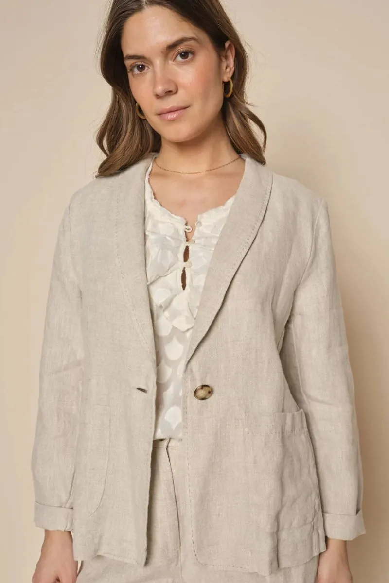 Amelina Linen Blazer | Cement | Blazer fra Mos mosh