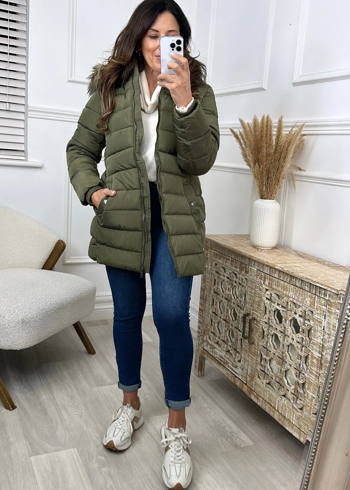 Anetta Khaki Puffer Jacket