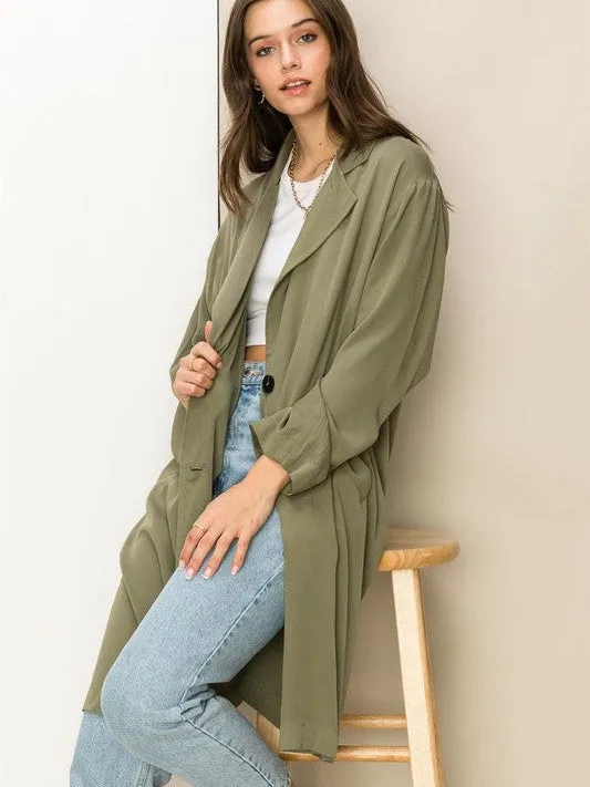 Attitude is Fashion Over-sided Front Button Long Blazer