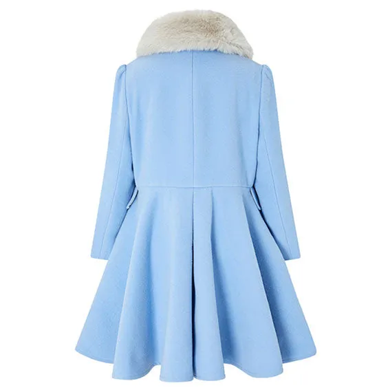 Aurora Light Blue Faux Fur Trench Coat