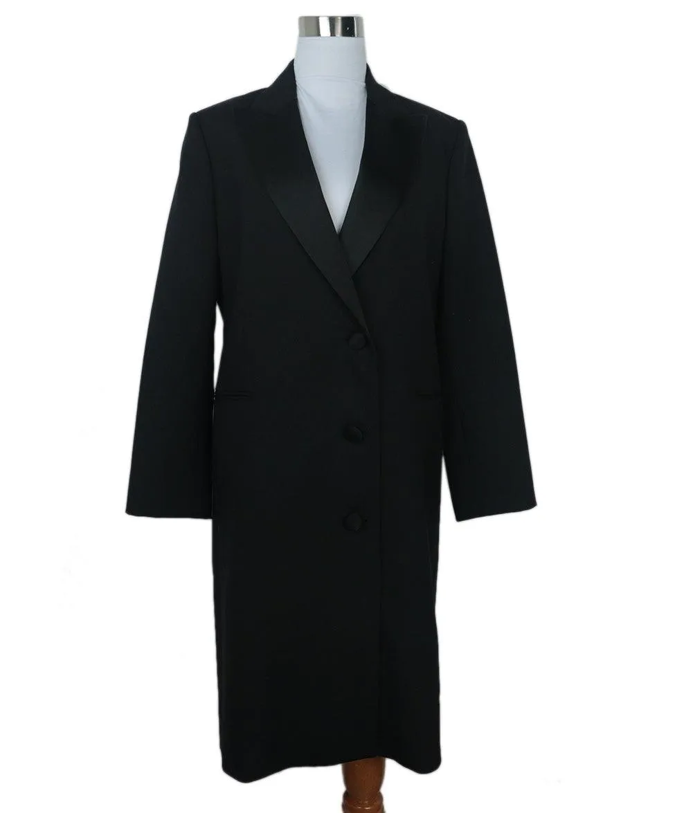 Beckham Black Wool & Satin Trim Coat sz 10