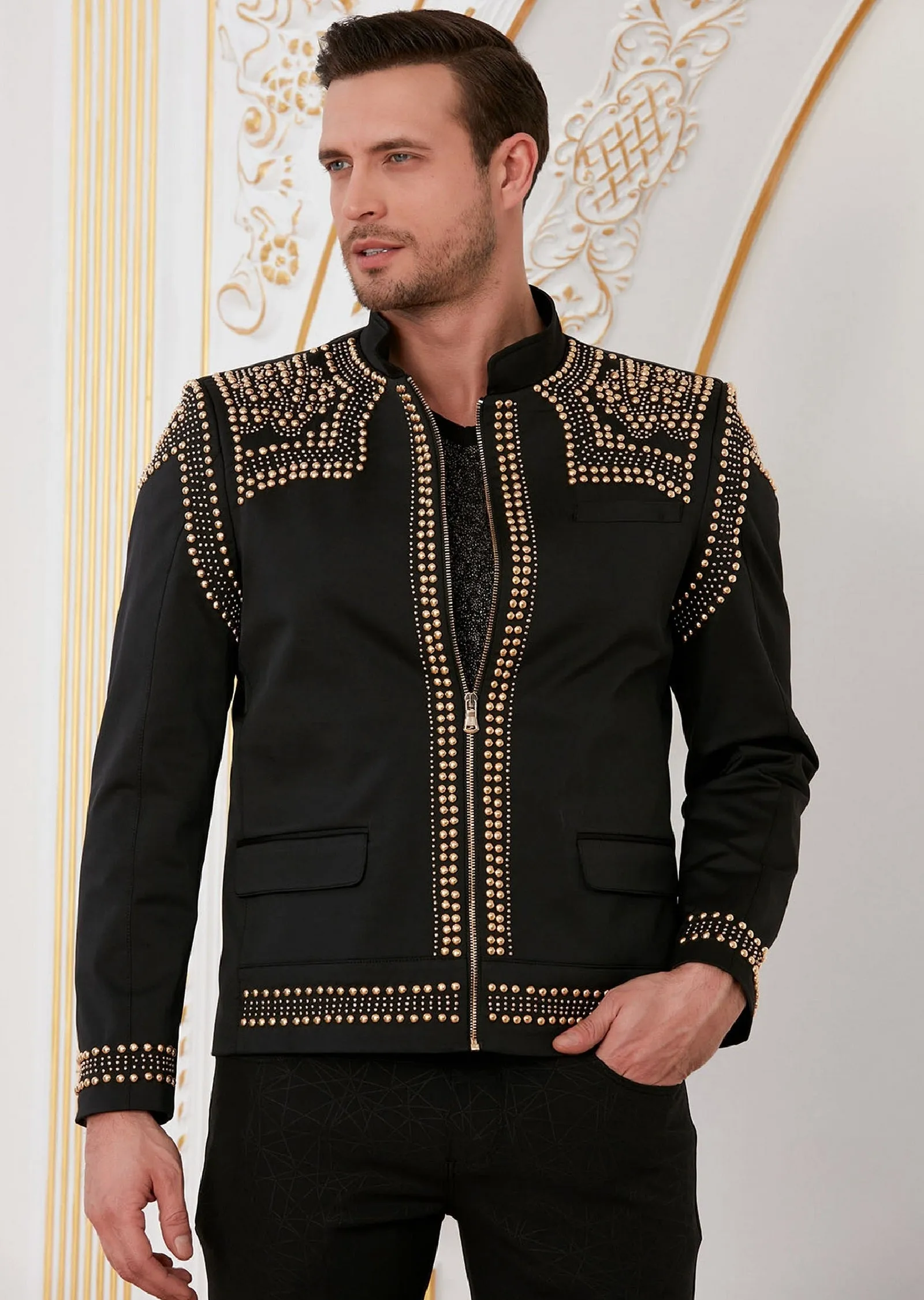 Black Gold "Luxe" Studded Jacket