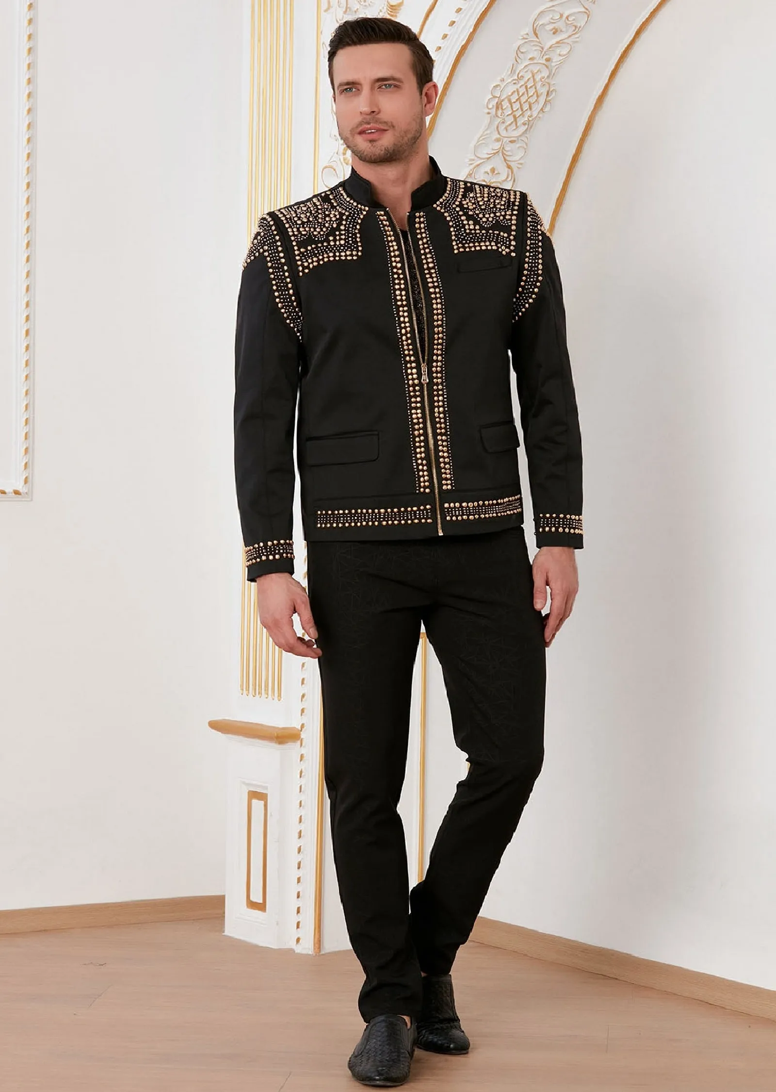 Black Gold "Luxe" Studded Jacket