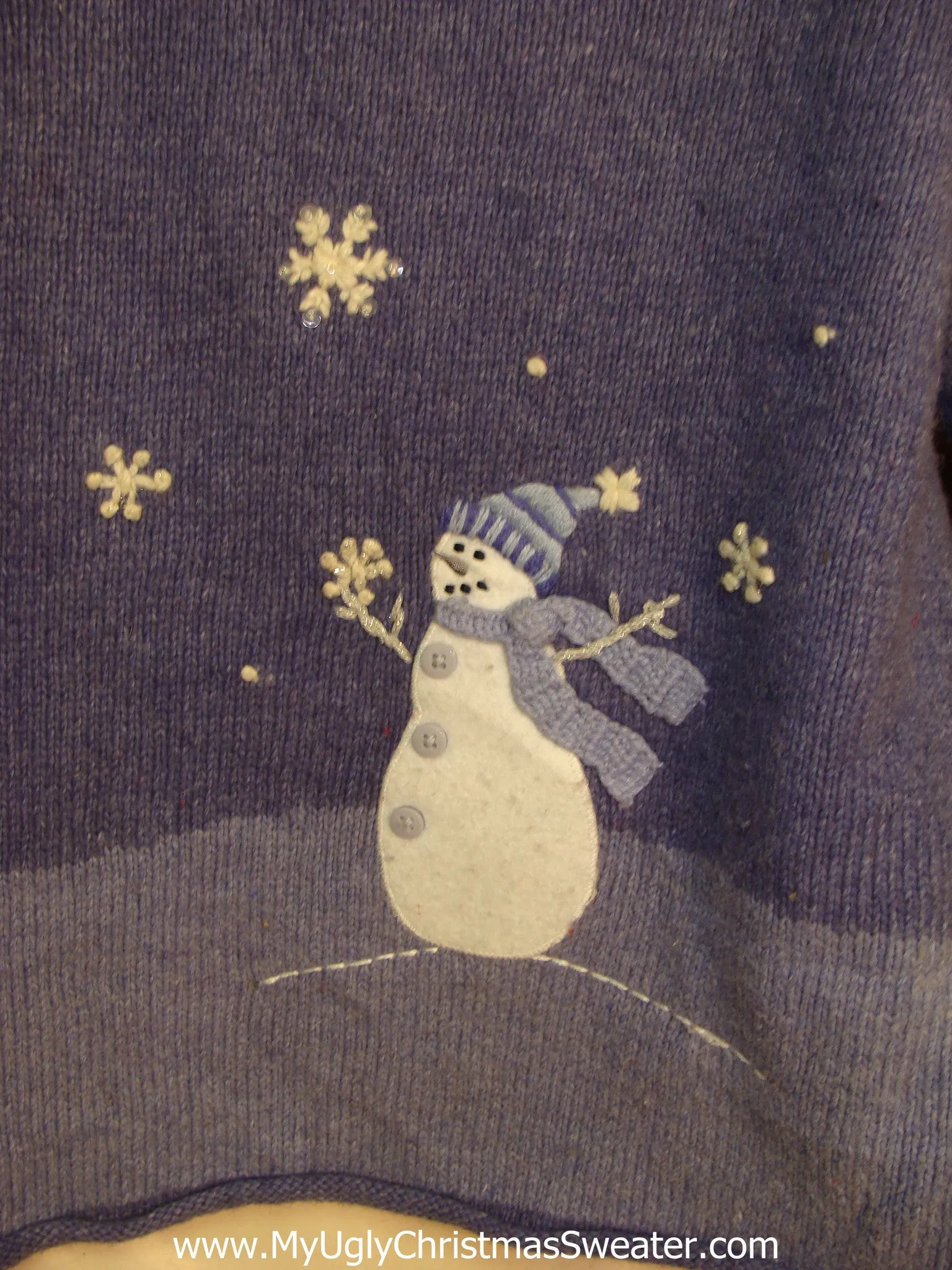 Blue Snowman Themed Horrible Christmas Sweater