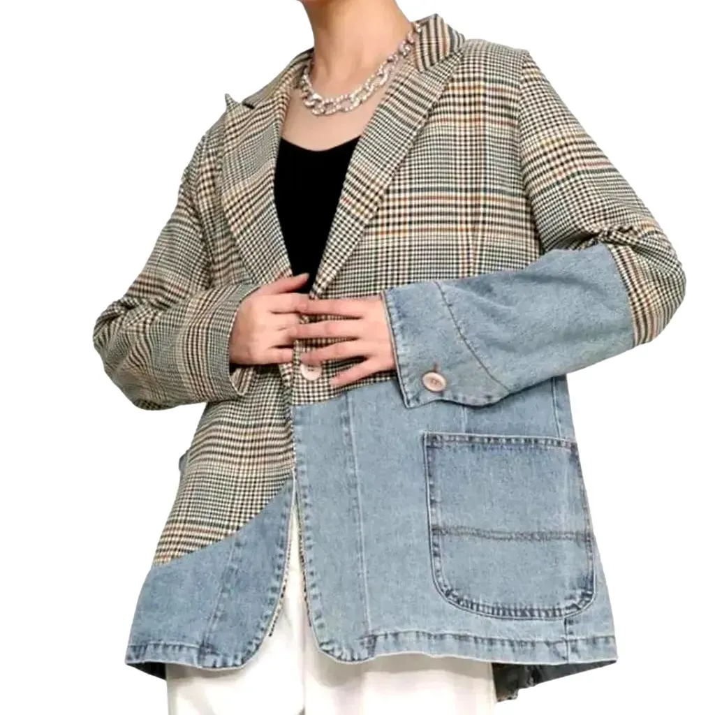 Boho chic denim blazer for women