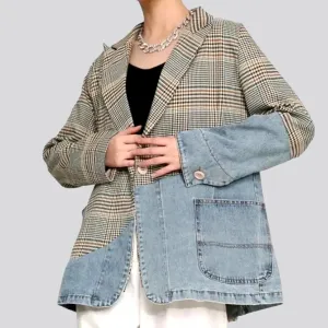 Boho chic denim blazer for women