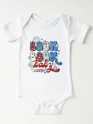 Boom Boom Baby Short Sleeve Bodysuit, White