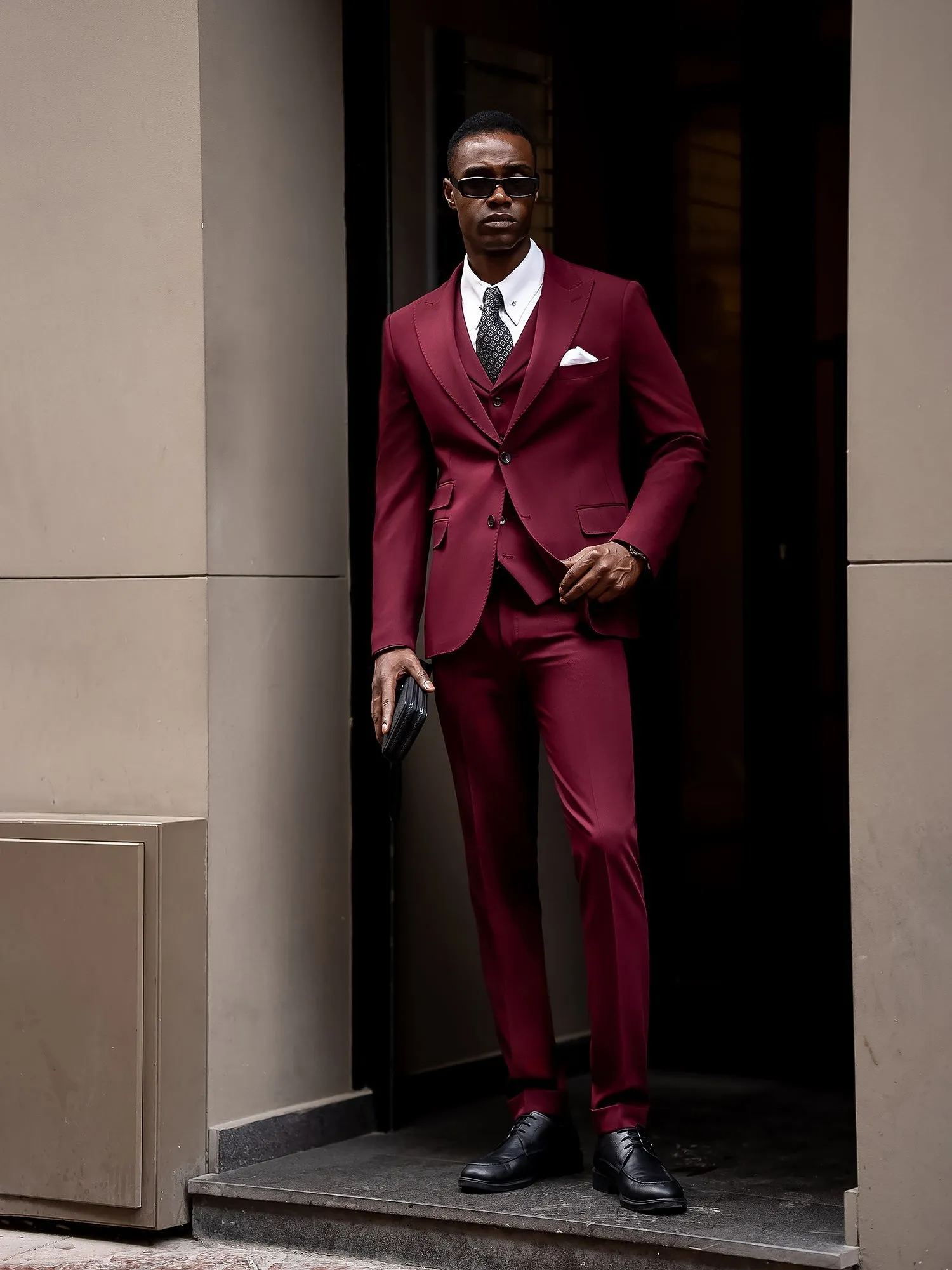 Bordeaux Slim-Fit Suit 3-Piece