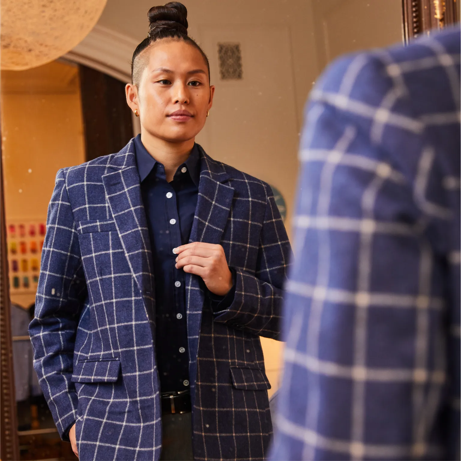 Brushed Indigo Windowpane Blazer