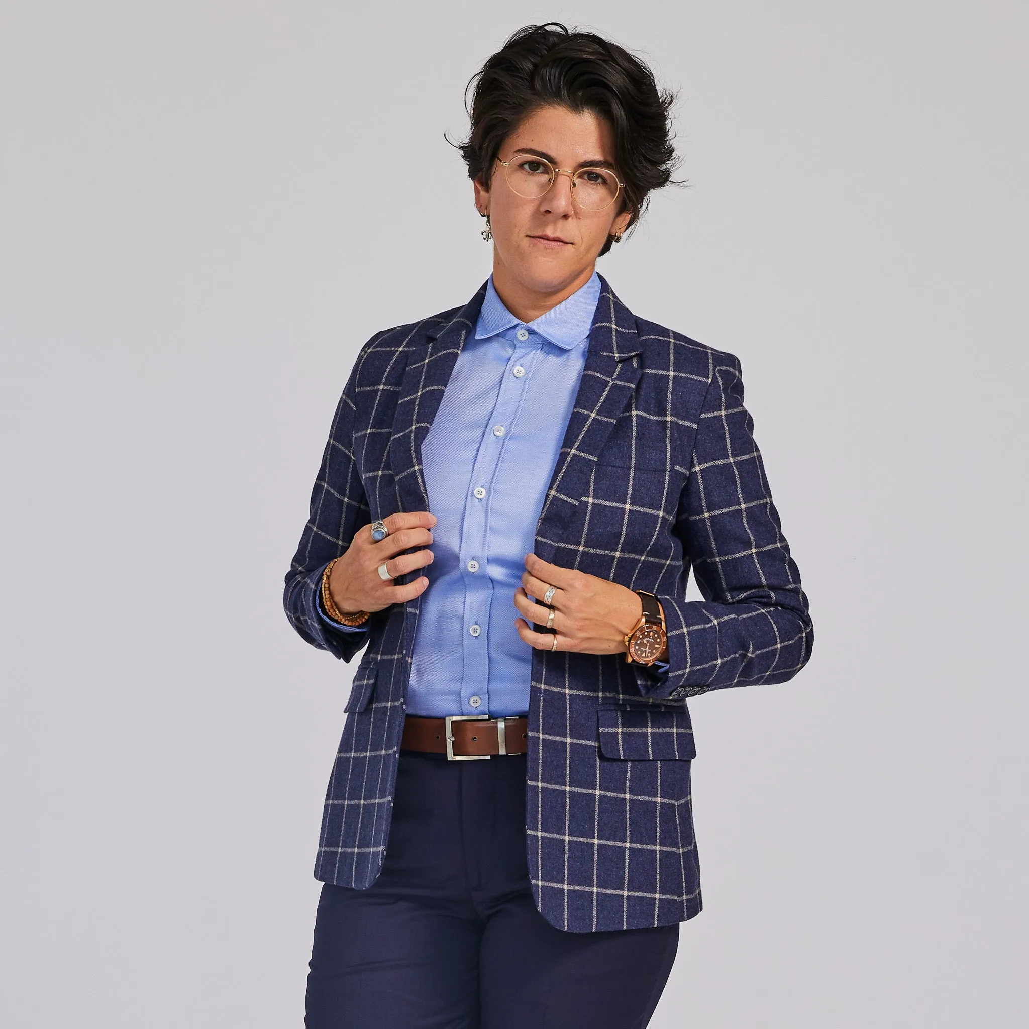 Brushed Indigo Windowpane Blazer