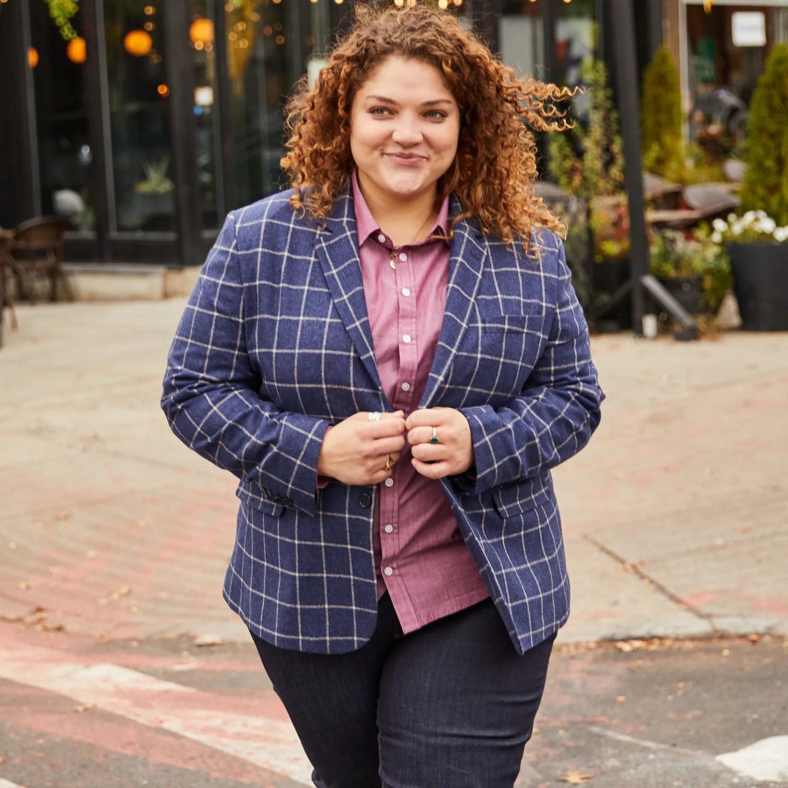 Brushed Indigo Windowpane Blazer