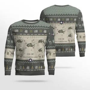 CH-3E Jolly Green Giant CH-53E__Aircraft Ugly Sweater, Ugly Sweater Christmas Shirt for Men Dad Veteran