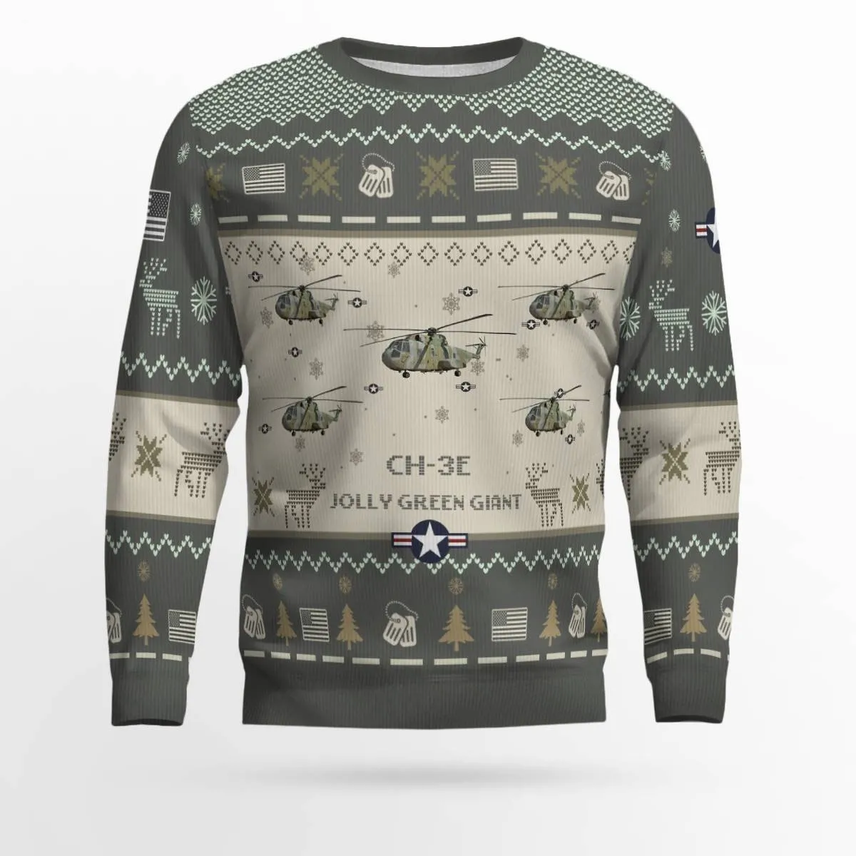 CH-3E Jolly Green Giant CH-53E__Aircraft Ugly Sweater, Ugly Sweater Christmas Shirt for Men Dad Veteran