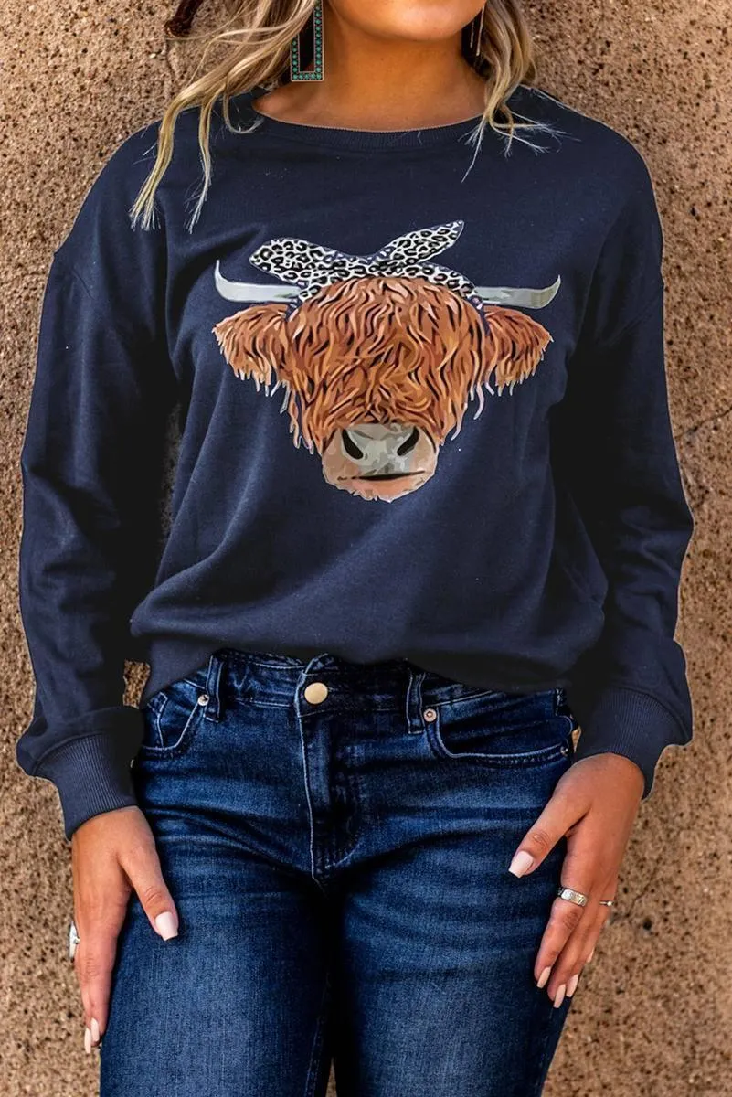 Cow Leopard Headband Sweatshirt