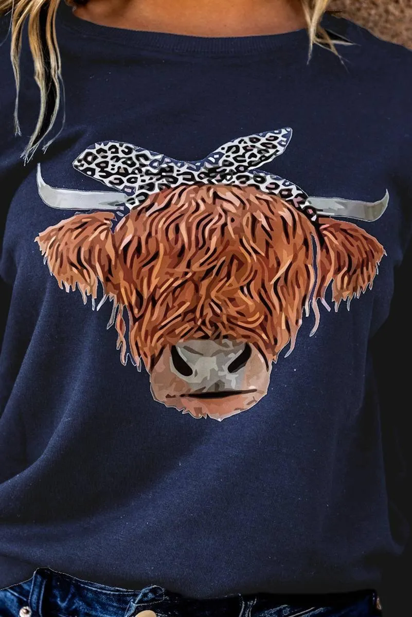 Cow Leopard Headband Sweatshirt