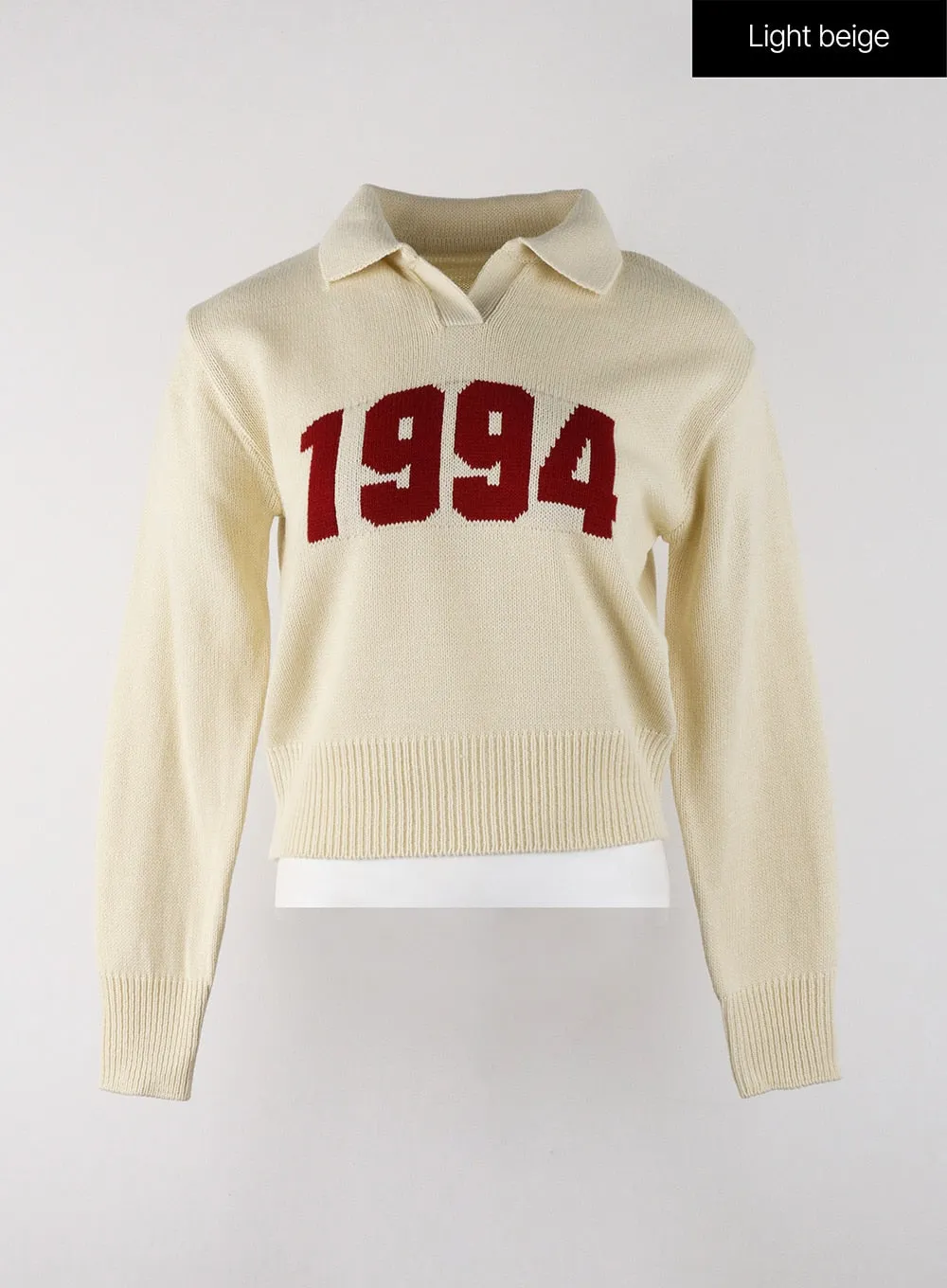 Crop Collar Lettering Sweater OJ404