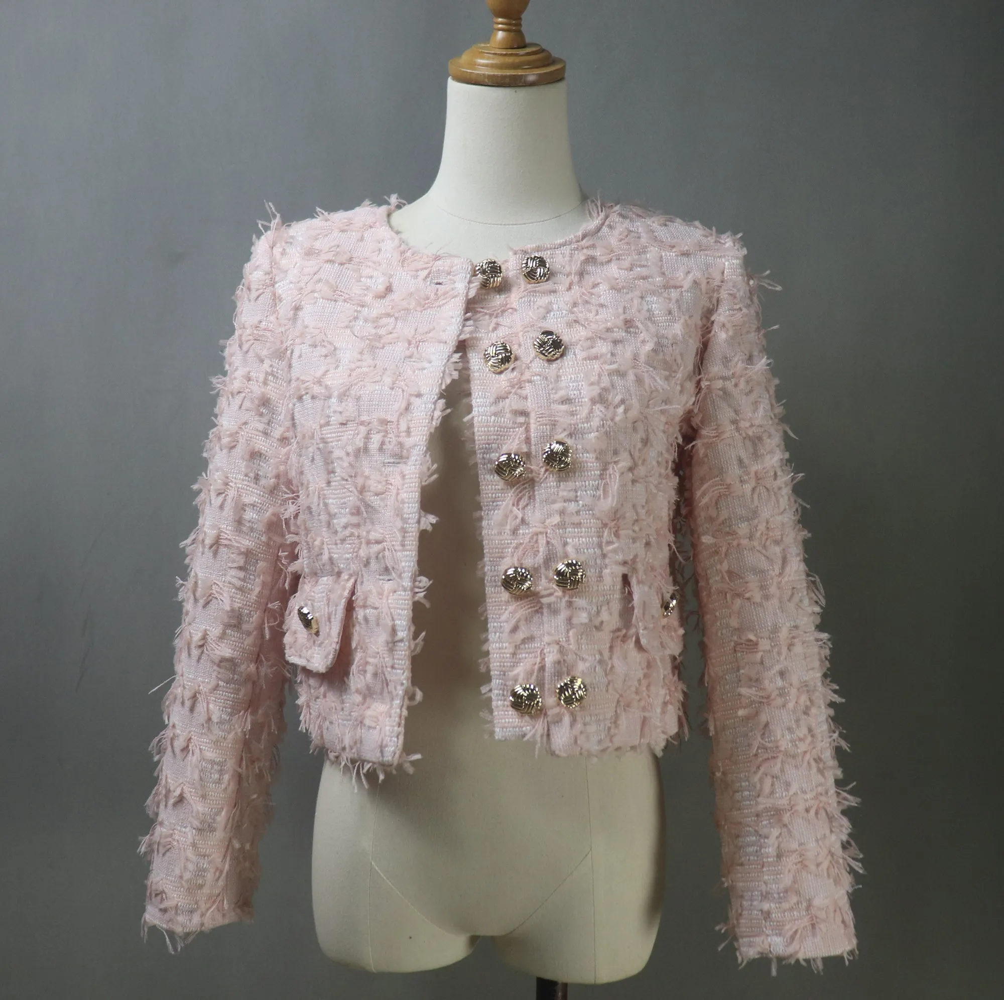 Custom Made Baby Pink Tweed Jacket