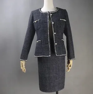 Custom Made Black Suit in Plus sizes Pearl Buttons Jacket   Dress/Shorts/ Pencil Skirt