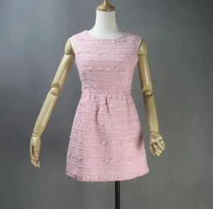 Custom Made Pink Tweed Suit Crop Top   Dress for Women