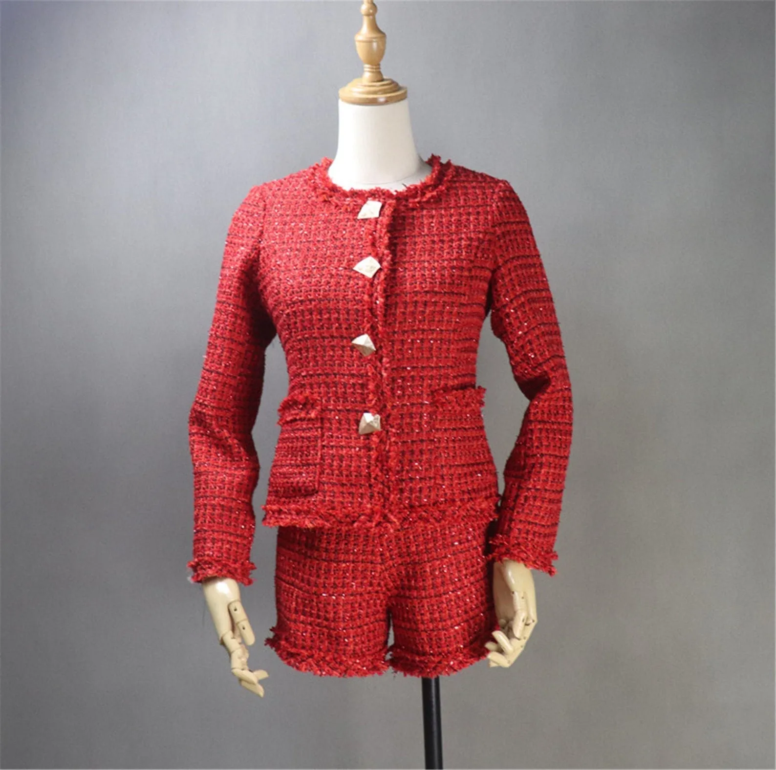 Custom Made Red Sparkle Threads Tweed Blazer Coat