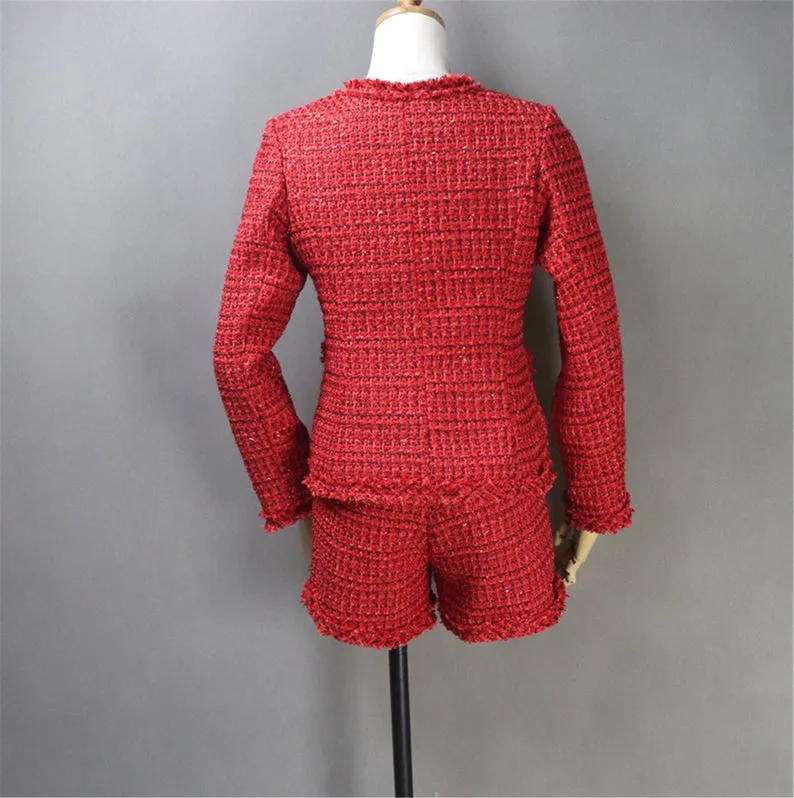 Custom Made Red Sparkle Threads Tweed Blazer Coat