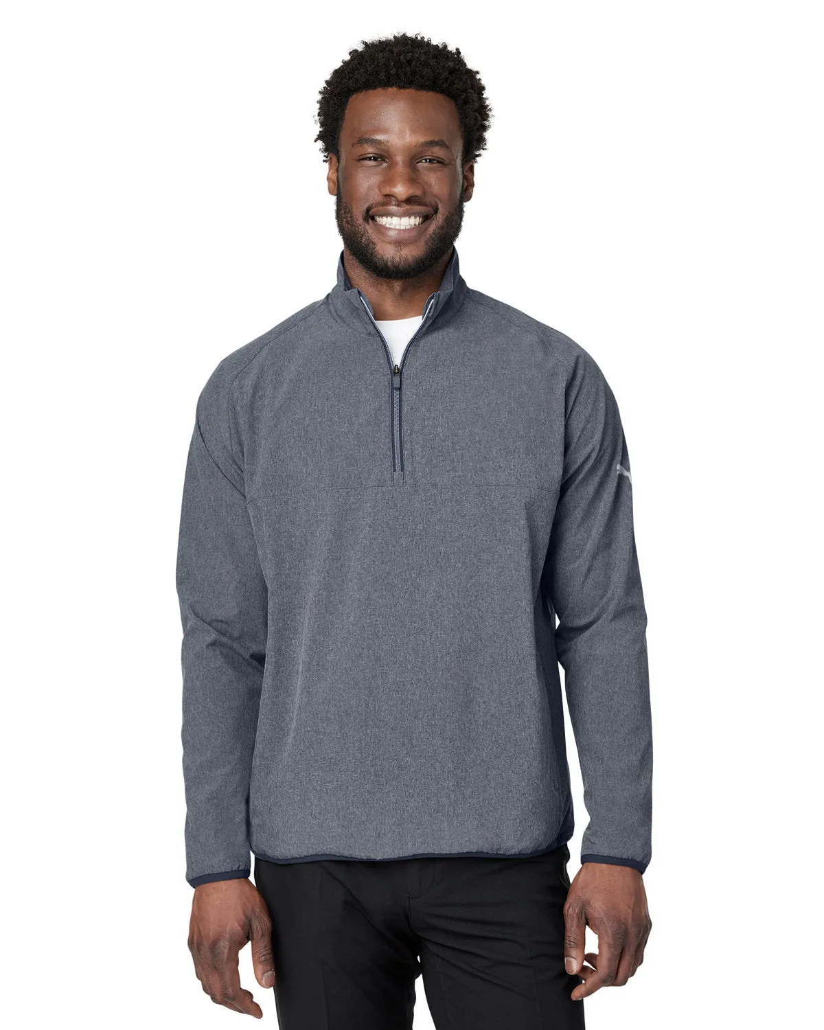 Custom Puma Men's Coastal Woven Quarter-Zip, Navy Blazer Heather