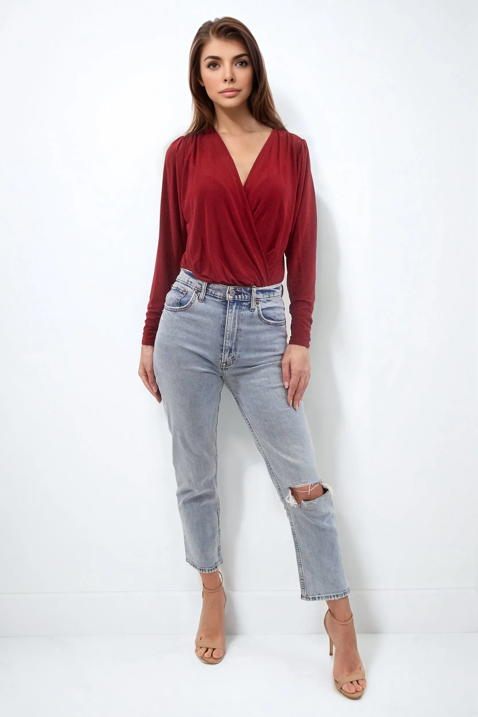 DASHA BERRY BODYSUIT WITH LONG SLEEVES