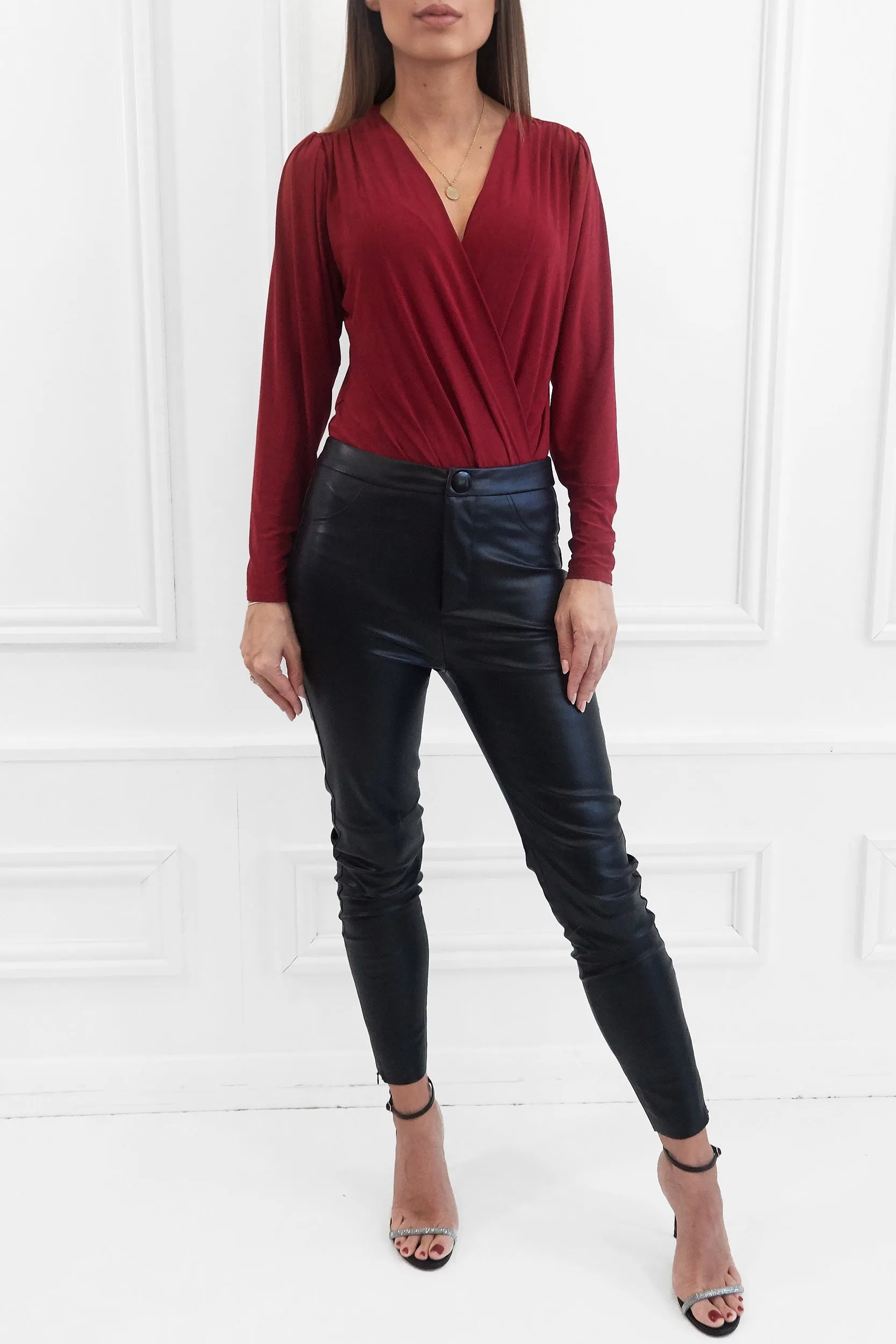 DASHA BERRY BODYSUIT WITH LONG SLEEVES