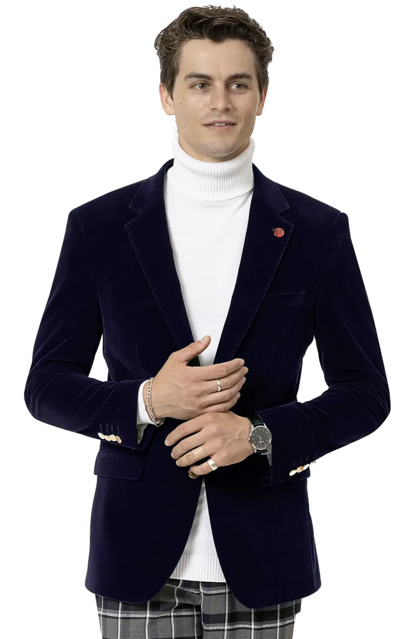 EJ Samuel Navy Velvet Blazer J134