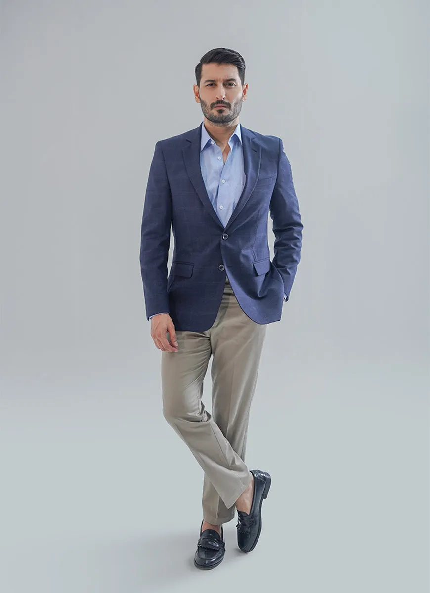 Elano Space Blue Plain Classic Blazer