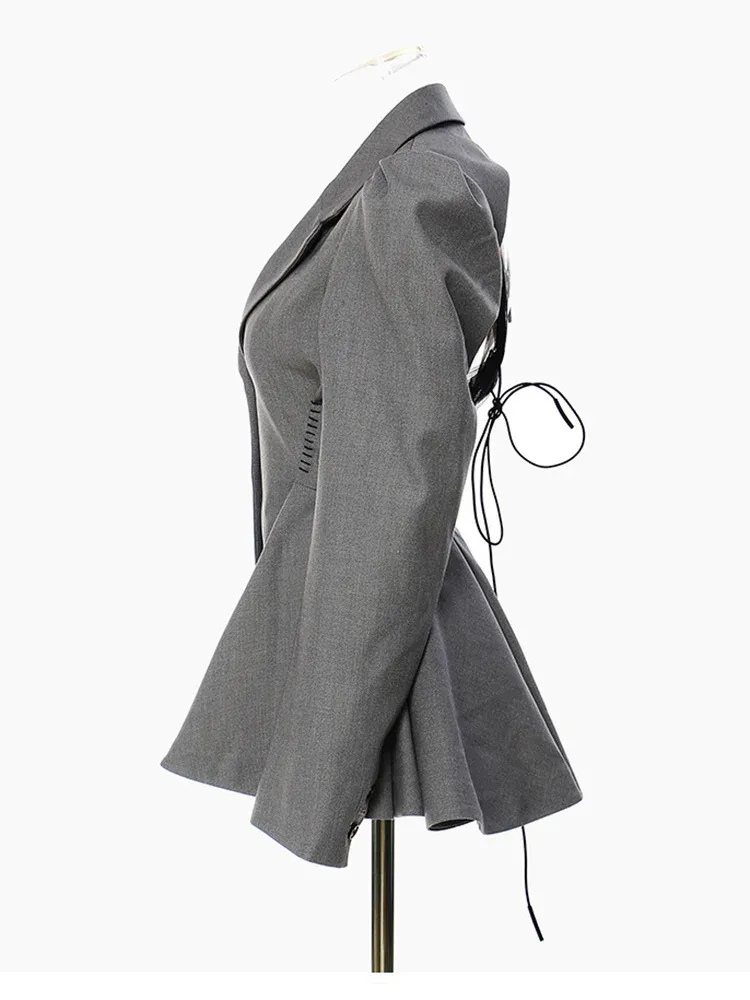 Elegant Chic Backless Mesh Pleated Blazer