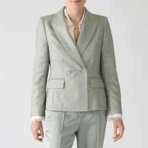 Frozen Sage Double Breasted Lurex Blazer