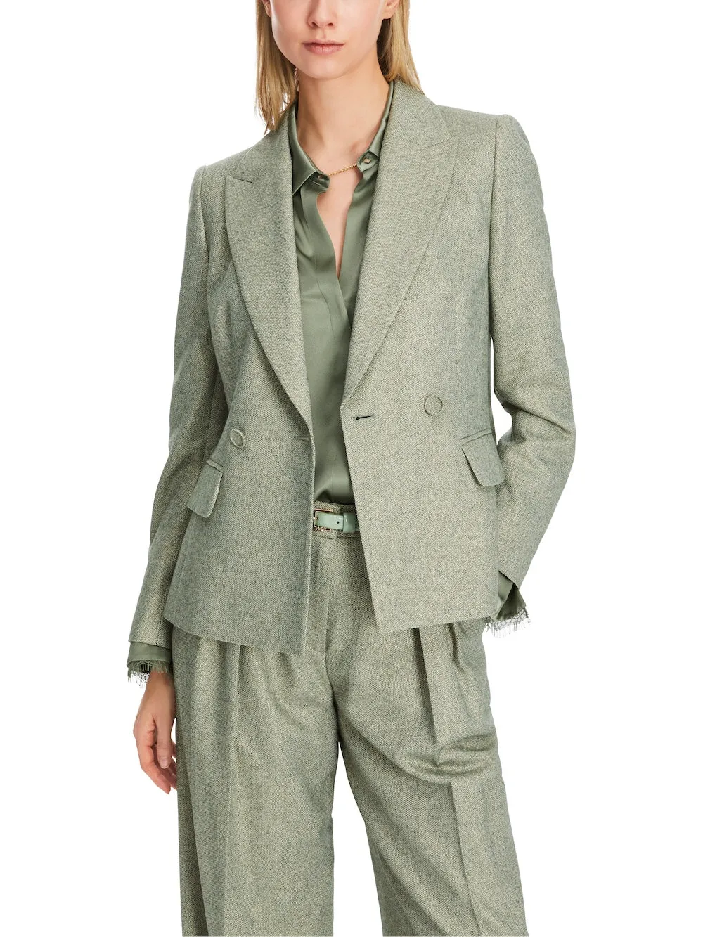 Frozen Sage Double Breasted Lurex Blazer