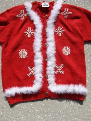 Funny Red Ugly Christmas Sweater with Snowflakes