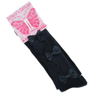 Girls Black Jacquard Gift Tight With Bows (0-24 Months)GT54-B