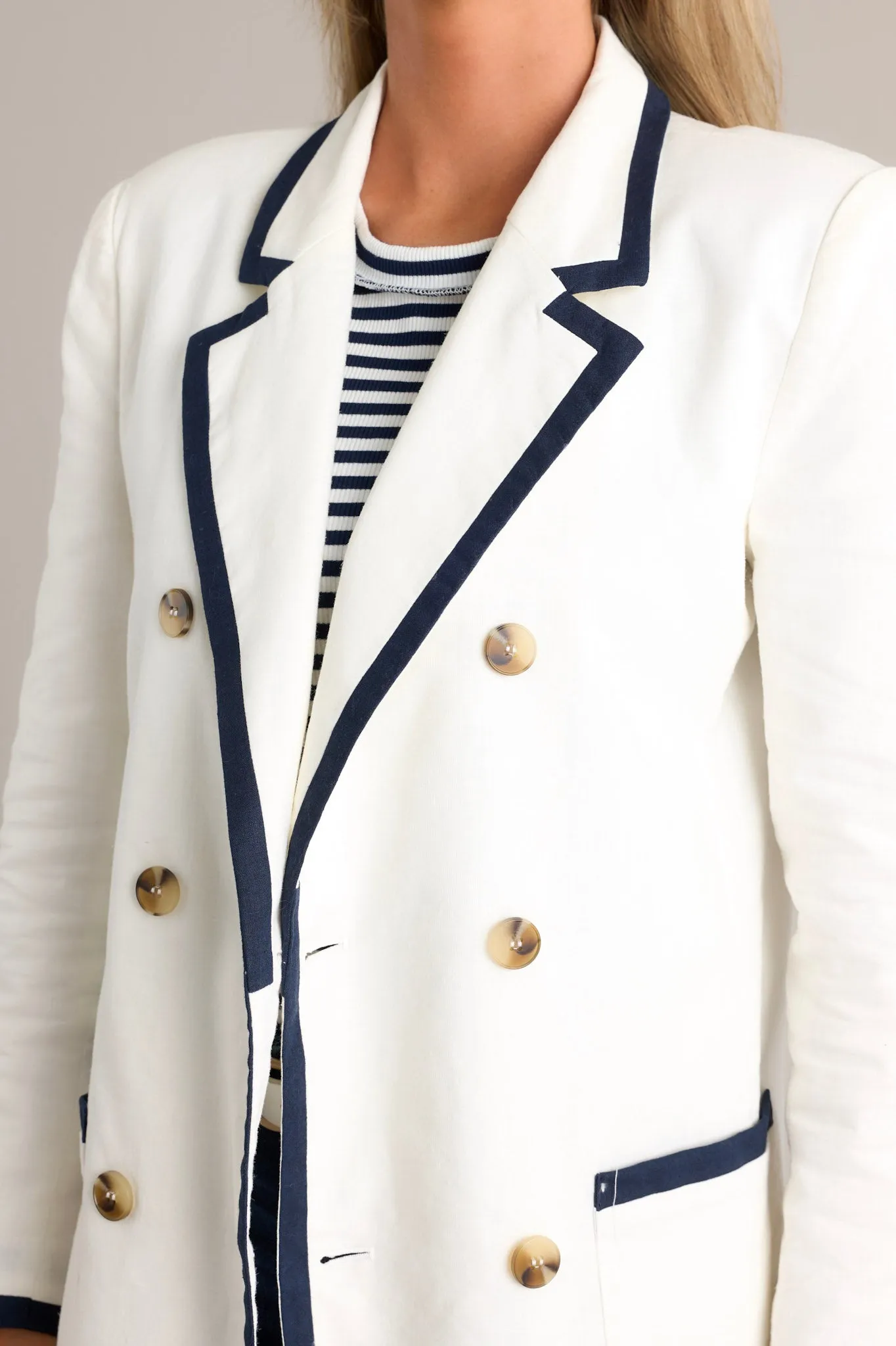 Gleaming Grace White Double Breasted Blazer