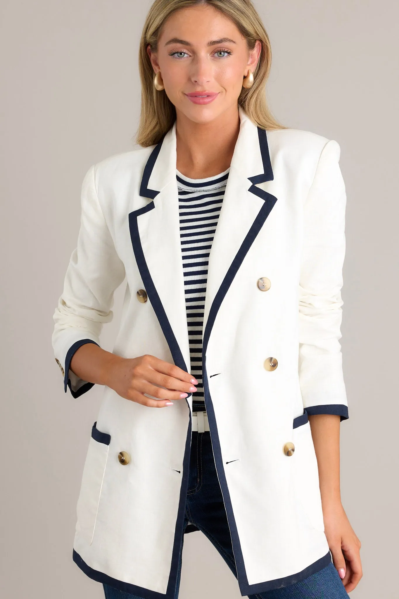 Gleaming Grace White Double Breasted Blazer